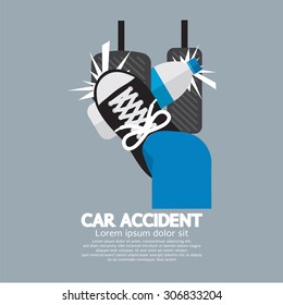 Water Bottle Cause Car Accident Vector Illustration