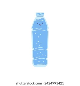 Water bottle character vector illustration on isolated background. Flat design on the theme of a healthy lifestyle. Drink more water.