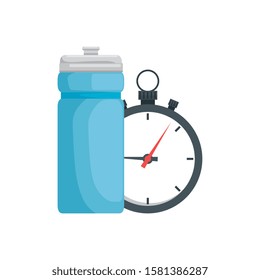 Water bottle and chronometer design, Healthy lifestyle gym fitness bodybuilding bodycare activity exercise and diet theme Vector illustration