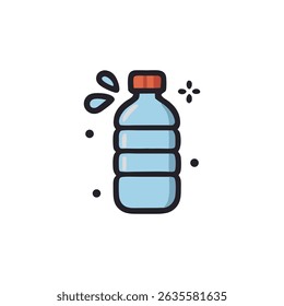 Water bottle, clear plastic container with refreshing water, suitable for hydration, fitness, health, wellness, ecofriendly, sustainable lifestyle concepts.