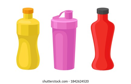 Water Bottle as Container for Holding Liquids for Consumption Vector Set