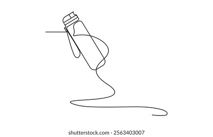 Water bottle continuous one line drawing isolated on white background concept of healthy lifestyle.