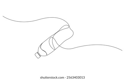Water bottle continuous one line drawing isolated on white background concept of healthy lifestyle.