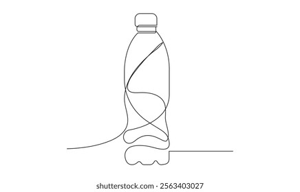 Water bottle continuous one line drawing isolated on white background concept of healthy lifestyle.