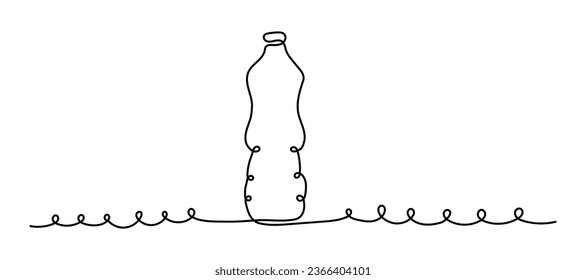 Water Bottle drawing by continuous line, thin line design vector illustration