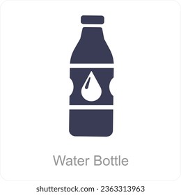 Water Bottle and drink icon concept
