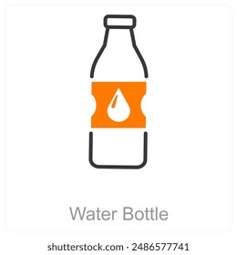 Water Bottle and drink icon concept