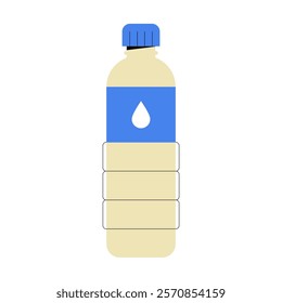 Water Bottle With Drop Icon In Flat Vector Illustration Symbolizing Hydration, Healthy Lifestyle, And Sustainability, Isolated On White Background