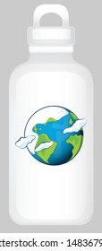Water bottle with earth graphic on it illustration