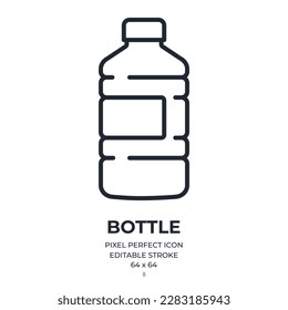 Water bottle editable stroke outline icon isolated on white background flat vector illustration. Pixel perfect. 64 x 64.