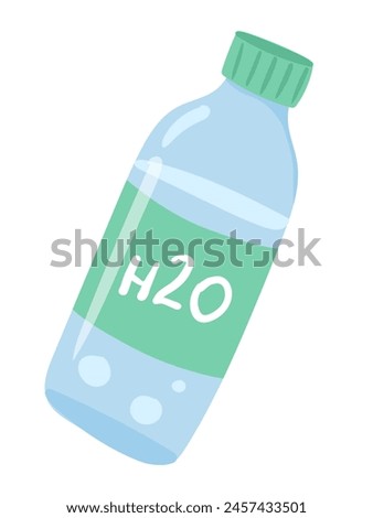 Water bottle in flat design. Plastic or glass container with fresh aqua. Vector illustration isolated.