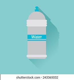 Water bottle. Flat design, with shadow. Use for card, poster, brochure, banner, web design. Easy to edit. Vector illustration - EPS10.