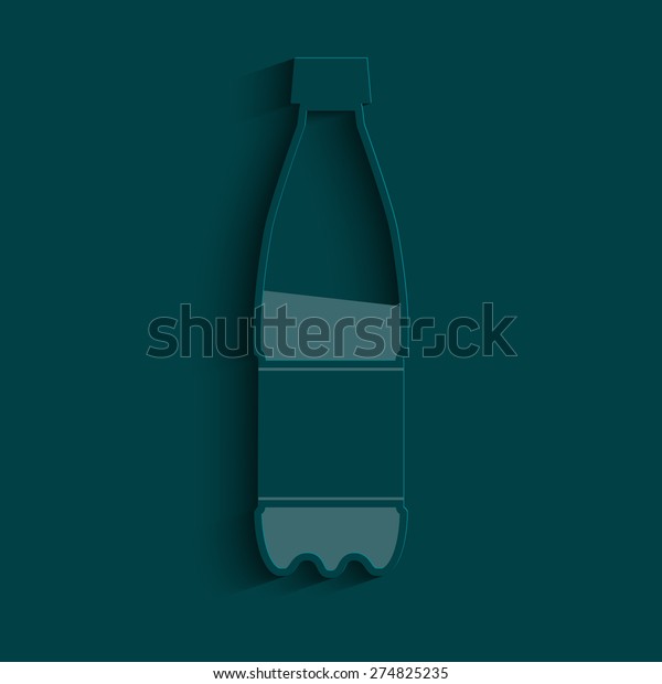 Water Bottle Flat Design Shadow Use Stock Vector (Royalty Free