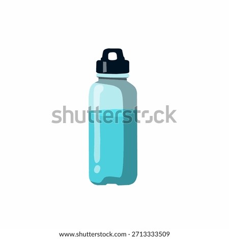 Water bottle in flat fresh style for school and student daily essentials. Ideal for hydration visuals, kids items, fitness themes, and school supplies.
