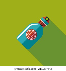 water bottle , flat icon with long shadow