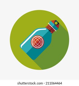 water bottle , flat icon with long shadow