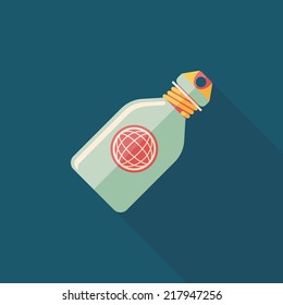 water bottle , flat icon with long shadow