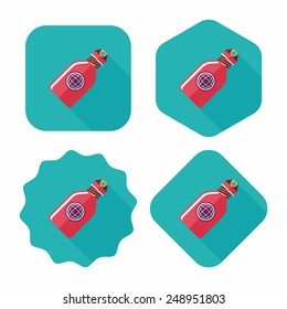 water bottle , flat icon with long shadow