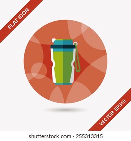 Water bottle flat icon with long shadow,eps10