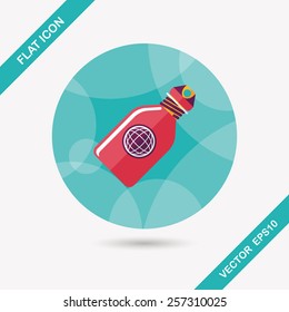 water bottle , flat icon with long shadow
