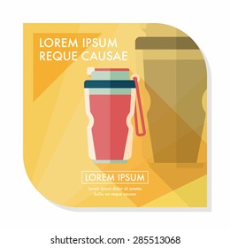 Water bottle flat icon with long shadow,eps10