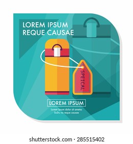 Water bottle flat icon with long shadow,eps10
