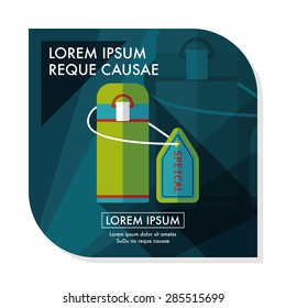 Water bottle flat icon with long shadow,eps10