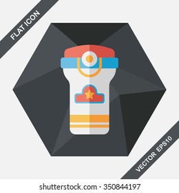 Water bottle flat icon with long shadow,eps10