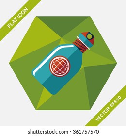 water bottle , flat icon with long shadow