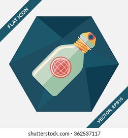water bottle , flat icon with long shadow