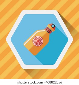 water bottle , flat icon with long shadow