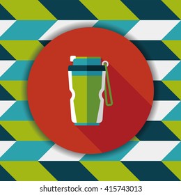 Water bottle flat icon with long shadow,eps10