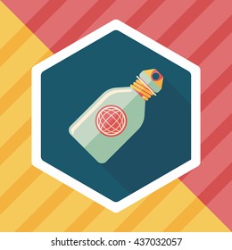 water bottle , flat icon with long shadow