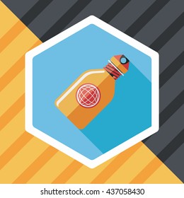 water bottle , flat icon with long shadow