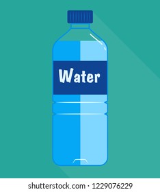 water bottle flat style. water bottle isolated in a flat style with a long shadow