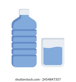 Water bottle and glass, flat editable design, ready for premium use
