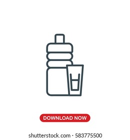 Water bottle and glass icon vector