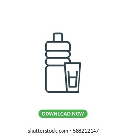 Water bottle and glass icon vector