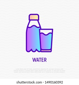 Water bottle   glass thin line icon  Modern vector illustration 