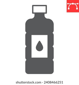 Water bottle glyph icon, fitness and drink, mineral water vector icon, vector graphics, editable stroke solid sign, eps 10.