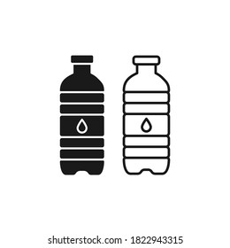 Water bottle glyph and line icon isolated on white background. Vector illustration