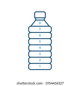 Water bottle goal tracker icon 1-8. Clipart image isolated on white background.