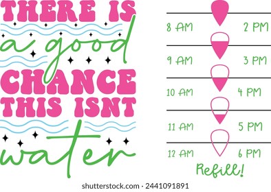 Water Bottle Hand Drawn Typography,  Water Inspirational Quote Eps 