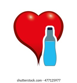 water bottle heart drink healthy organic lifestyle icon. Flat and Isolated design. Vector illustration
