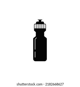 icono de botella de agua en glifo plano negro, estilo relleno aislado en fondo blanco