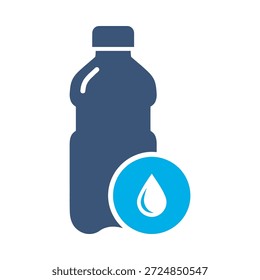 Icono de botella de agua diseño de Vector plano azul símbolo de contenedor de plástico bebida hidratación mineral puro elemento gráfico signo