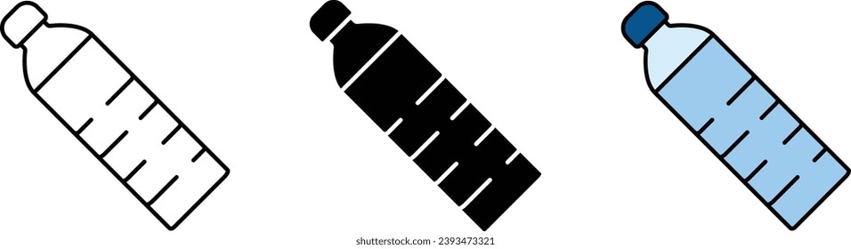 Water bottle icon collection lined, isolated and colored version. Bottle symbol template for graphic and web design collection logo. Vector illustration