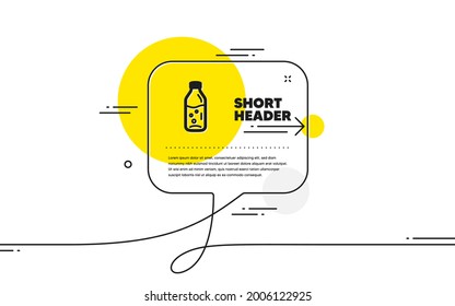 Icono de botella de agua. Banner continuo de la burbuja de chat de línea. El cartel de bebida refrescante acuática. Símbolo líquido. Icono de botella de agua en el mensaje de chat. Habla de comentarios y habla de fondo. Vector