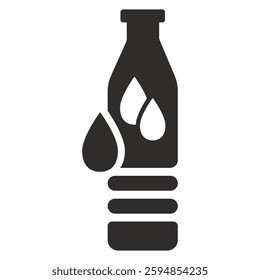 water bottle icon, drop symbol, flat vector illustration on white background