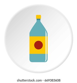 Water bottle icon in flat circle isolated on white vector illustration for web